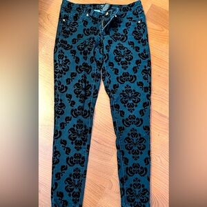 Mossimo Supply Co. Black Patterned Skinny Jeans